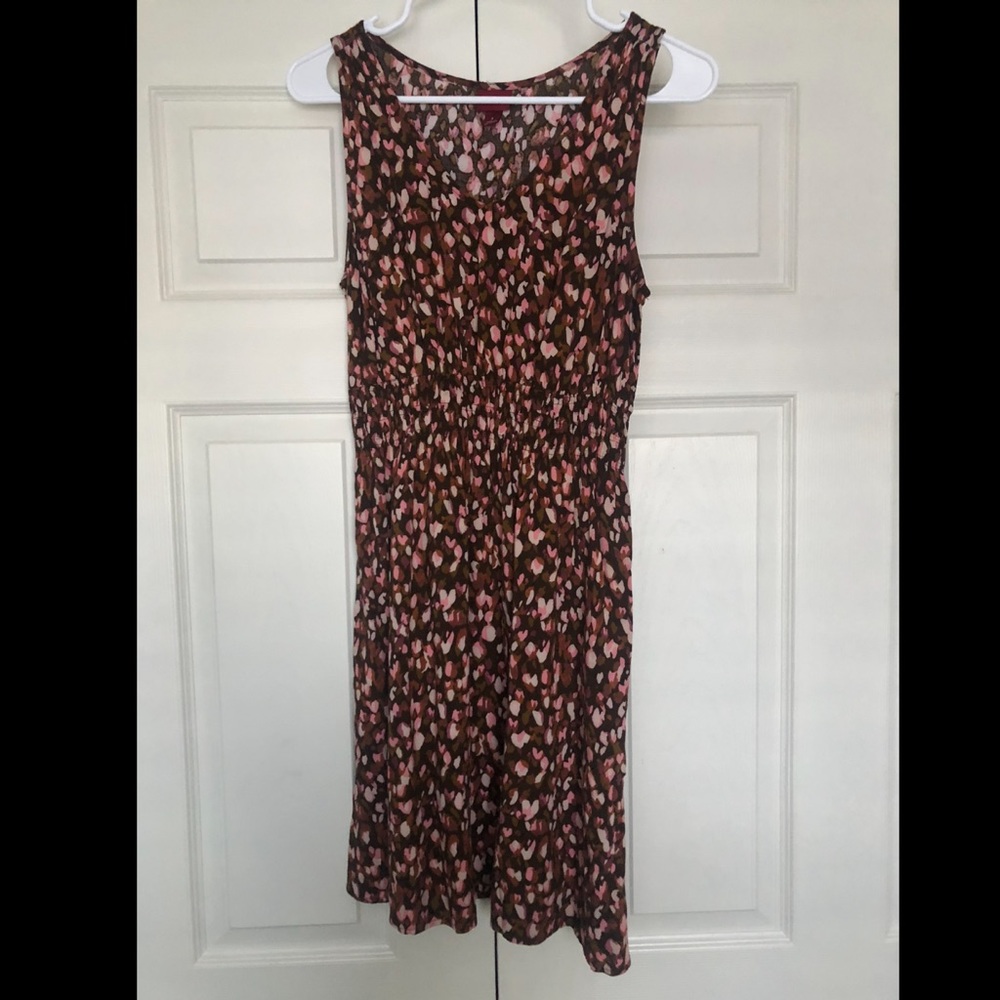 Brown, pink, and White Spotted Dress